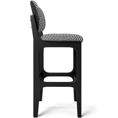 Banqueta Alta Bar Cozinha Betta L02 Preto Suede Pied Poule