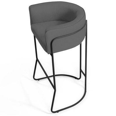 Banqueta Decorativa Base De Aço Preto Betina D02 Cinza C-03