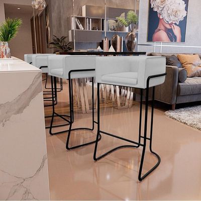 Banqueta Base De Aço Preto Betina D02 Cinza D-315
