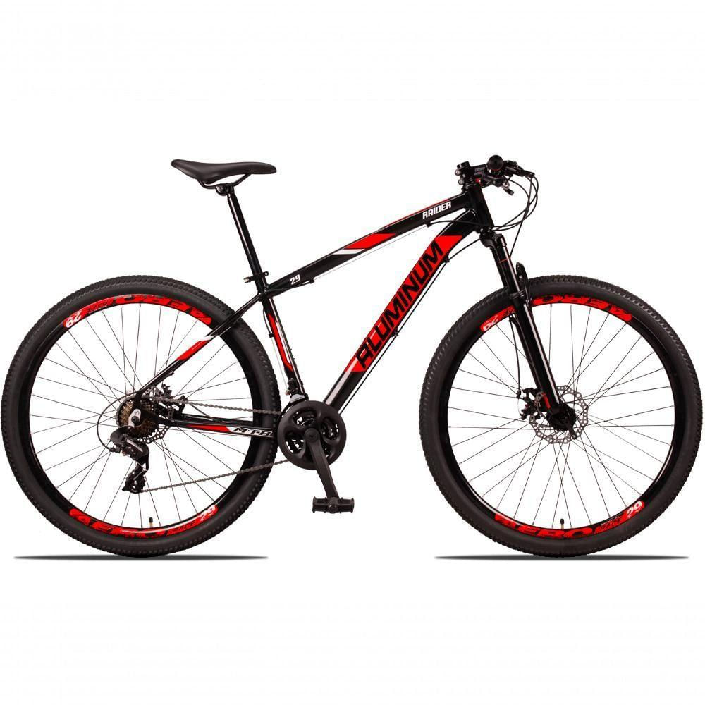 Bicicleta Aluminum Raider 24V Aro 29 Index Preto+Vermelho