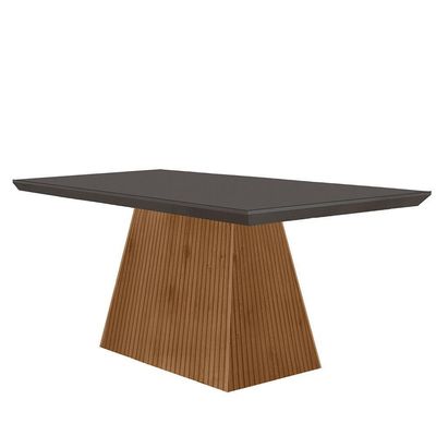 Mesa Para Sala De Jantar Aida 120cm Em Mdf E Vidro Grafite/ Imb Rip/ Serig. Grafite