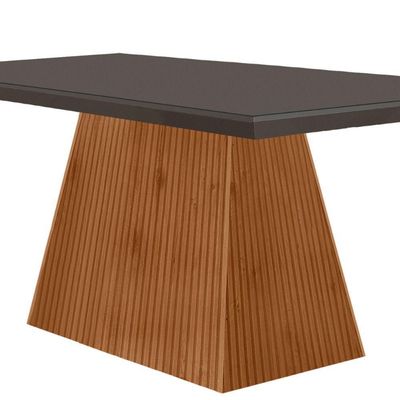 Mesa Para Sala De Jantar Aida 120cm Em Mdf E Vidro Grafite/ Imb Rip/ Serig. Grafite