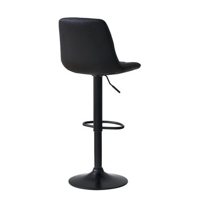 Kit 8 Banqueta Alta Elegance Estofada Com Base Giratória E Regulagem De Altura - Preto