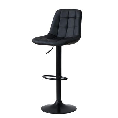 Kit 8 Banqueta Alta Elegance Estofada Com Base Giratória E Regulagem De Altura - Preto