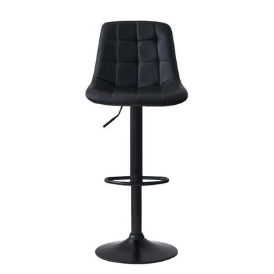 Kit 4 Banqueta Alta Elegance Estofada Com Base Giratória E Regulagem De Altura - Preto
