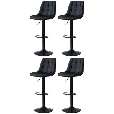 Kit 4 Banqueta Alta Elegance Estofada Com Base Giratória E Regulagem De Altura - Preto