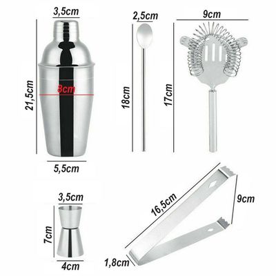 Kit Bar Coqueteleira Caipirinha Aço Inox 550ml 5 Peças