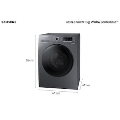 Lava e Seca Samsung WD11A 3 em 1 Inox Look com Ecobubble e Lavagem a Seco WD11A4453BX – 11 kg Inox / 110