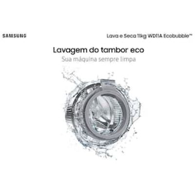 Lava e Seca Samsung WD11A 3 em 1 Inox Look com Ecobubble e Lavagem a Seco WD11A4453BX – 11 kg Inox / 110