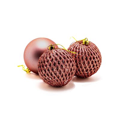 Kit Bola Natal Le 8cm com 4 Unidades Rosé Gold UNICA