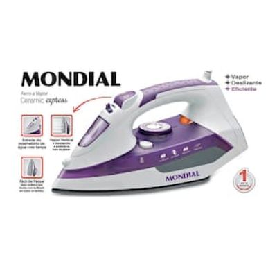 Ferro de Passar a Vapor Mondial Ceramic Express F-40 com Spray e Base Cerâmica - Branco/Roxo roxo,branco / 110