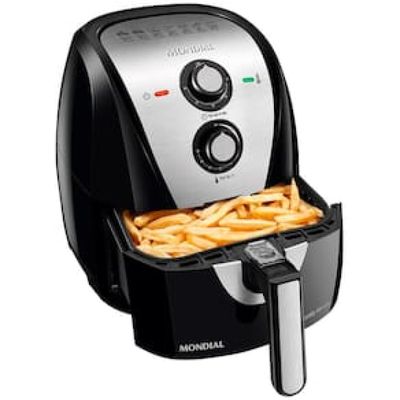 Fritadeira Elétrica Sem Óleo Air Fryer Mondial Grand Family AF-55I 5,5L – Preta/Inox Inox,Preto / 220