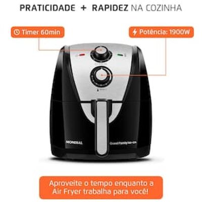 Fritadeira Elétrica Sem Óleo Air Fryer Mondial Grand Family AF-55I 5,5L – Preta/Inox Inox,Preto / 220