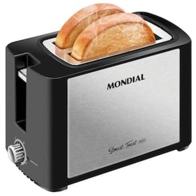 Torradeira Smart Toast Mondial T-13 com 6 opções de tostagem – Preto/Inox Inox,Preto / 220