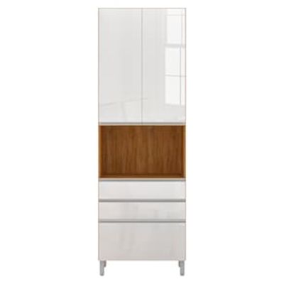 Paneleiro Bartira Amazonita com 2 Portas, 3 Gavetas e 3 Prateleiras - 71cm de largura Marrom Cacau