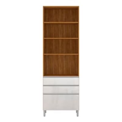 Paneleiro Bartira Amazonita com 2 Portas, 3 Gavetas e 3 Prateleiras - 71cm de largura Marrom Cacau