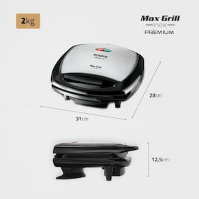Grill Mondial Premium Max Grill G-07 com Espátula e Bandeja Coletora - Preto/Inox Preto,Inox / 110