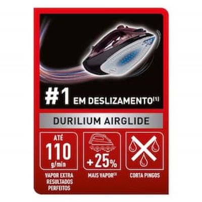 Ferro de Passar a Vapor Arno Ultragliss com Spray e Base Durilium Airglide - Vinho Vinho / 110