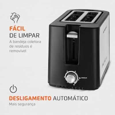 Torradeira Smart Toast Mondial T-13 com 6 opções de tostagem – Preto/Inox Inox,Preto / 110