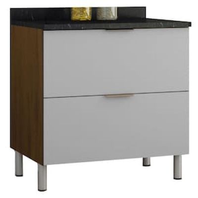 Cozinha Compacta Bartira Rubi com 2 Portas, 5 Gavetas e 1 Prateleira - 280,3cm de largura Marrom Chocolate
