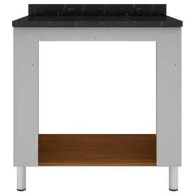 Cozinha Compacta Bartira Rubi com 2 Portas, 5 Gavetas e 1 Prateleira - 280,3cm de largura Marrom Chocolate
