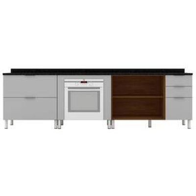Cozinha Compacta Bartira Rubi com 2 Portas, 5 Gavetas e 1 Prateleira - 280,3cm de largura Marrom Chocolate