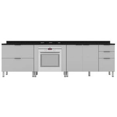 Cozinha Compacta Bartira Rubi com 2 Portas, 5 Gavetas e 1 Prateleira - 280,3cm de largura Marrom Chocolate