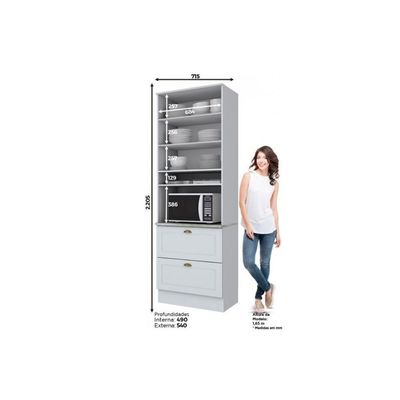 Cozinha Henn Americana 8Pçs (2 Armários + 2 Balcões + 2 Paneleiros + 2 Complementos) C8p01 Branco