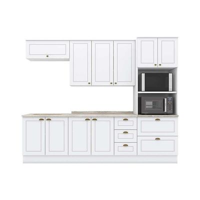 Cozinha Modulada Henn Americana 7pçs (2 Armários 2 Balcões 1 Paneleiro 2 Complementos) C7P01 Branco