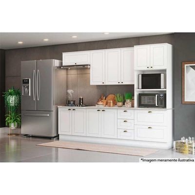 Kit De Cozinha 7Pçs Americana (2 Armários + 2 Balcões + 1 Paneleiro + 2 Complementos) C7p01 Branco