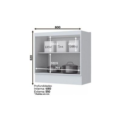 Cozinha Completa Americana 8pçs 2 Armários 2 Balcões 2 Paneleiros 2 Complementos C8P0 Branco - Henn