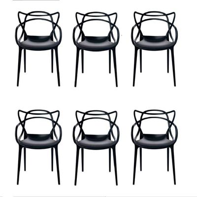Conjunto Com 6 Cadeiras Allegra Preta Polipropileno Jardim