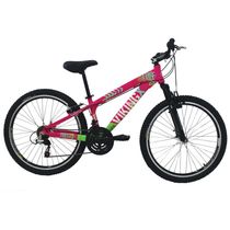 Bicicleta Freeride Aro 26 21 Vel Rosa/Verde VikingX TUFF25