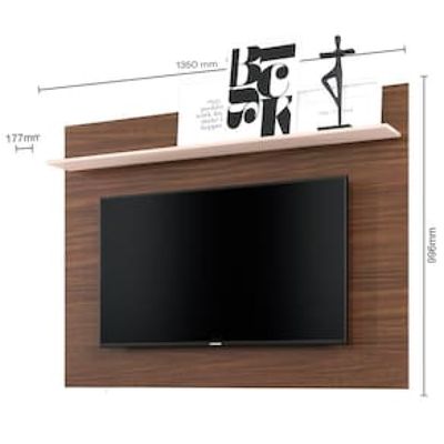 Painel Colibri Maia com 135 cm de Largura, Ideal para TV de até 55 Marrom Chocolate