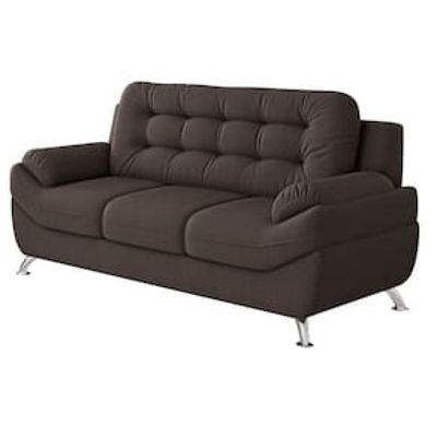 Sofá 3 Lugares Linoforte Mercury Revestido com 200cm de Largura e Revestido em Tecido Suede Marrom Cacau