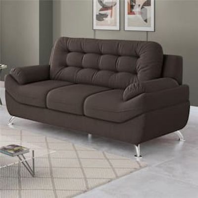 Sofá 3 Lugares Linoforte Mercury Revestido com 200cm de Largura e Revestido em Tecido Suede Marrom Cacau