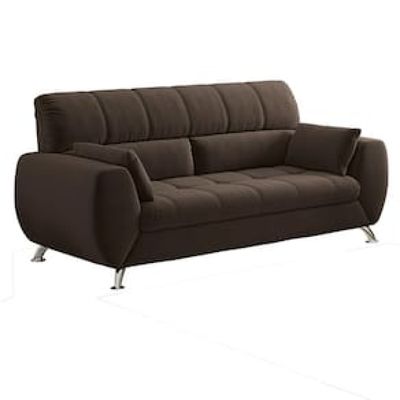 Sofá de 3 Lugares Linoforte Bélgica com 204 cm de Largura e Revestido em Tecido Suede Marrom Chocolate
