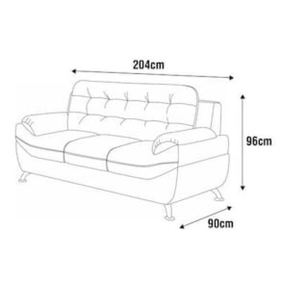 Sofá de 3 Lugares Linoforte Bélgica com 204 cm de Largura e Revestido em Tecido Suede Marrom Chocolate