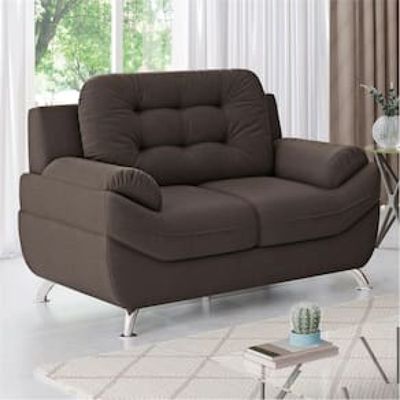 Sofá 2 Lugares Linoforte Mercury Revestido em Tecido Suede 150cm de Largura Marrom Cacau