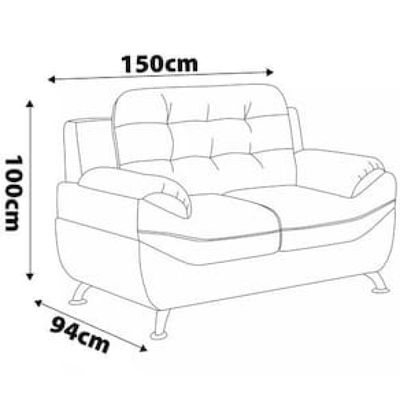 Sofá 2 Lugares Linoforte Mercury Revestido em Tecido Suede 150cm de Largura Bege Claro