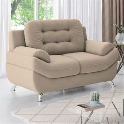 Sofá 2 Lugares Linoforte Mercury Revestido em Tecido Suede 150cm de Largura Bege Claro