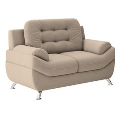 Sofá 2 Lugares Linoforte Mercury Revestido em Tecido Suede 150cm de Largura Bege Claro