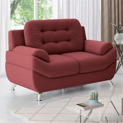 Sofá 2 Lugares Linoforte Mercury Revestido em Tecido Suede 150cm de Largura Vermelho Carne