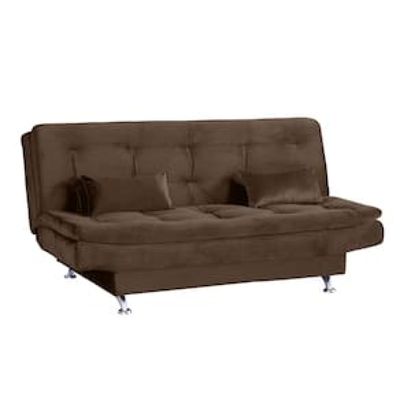 Sofá-cama Matrix Leone em Tecido Veludo Plush 180cm de Largura Marrom Cacau