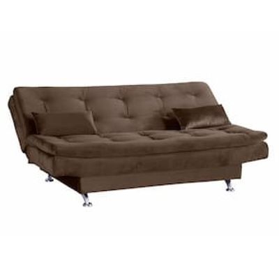 Sofá-cama Matrix Leone em Tecido Veludo Plush 180cm de Largura Marrom Cacau