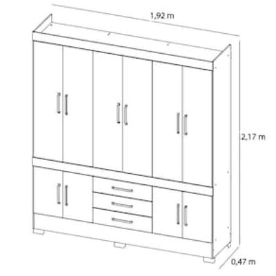 Guarda-Roupa Demóbile New Murano com 10 Portas e 3 Gavetas Marrom Chocolate