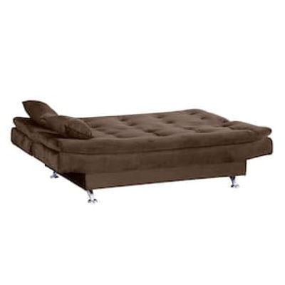 Sofá-cama Matrix Leone em Tecido Veludo Plush 180cm de Largura Marrom Cacau