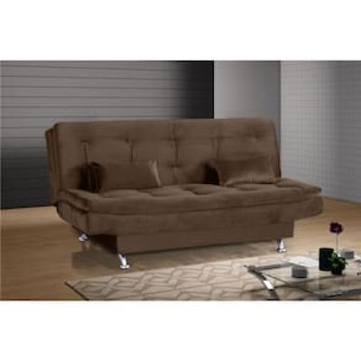 Sofá-cama Matrix Leone em Tecido Veludo Plush 180cm de Largura Marrom Cacau