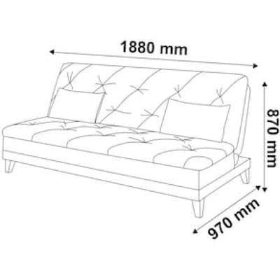Sofá-Cama 3 Lugares Linoforte Jamile com Encosto Reclinável em Tecido Suede 188cm de Largura Vermelho Carne