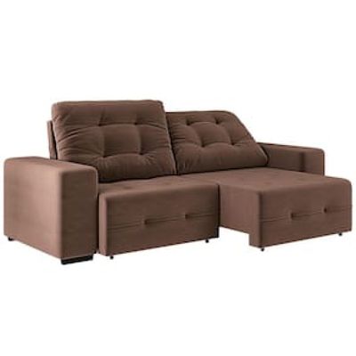 Sofá 4 Lugares Linoforte Bonno Retrátil e Reclinável com 230 cm de Largura e Revestido em Tecido Suede Marrom Chocolate